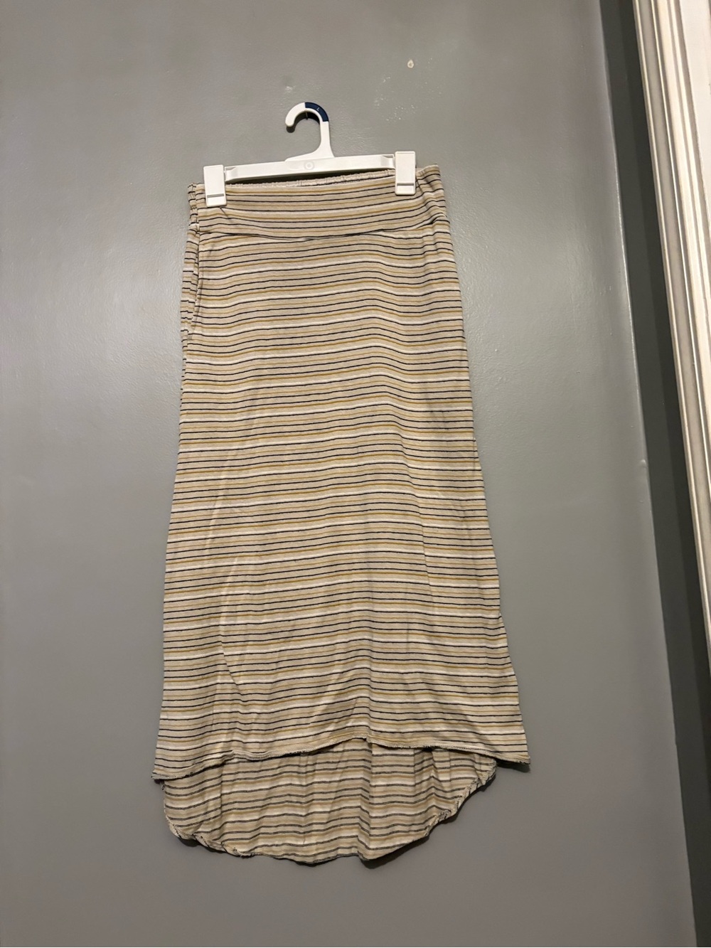 Prana Beige and Black Striped High-Low Skirt